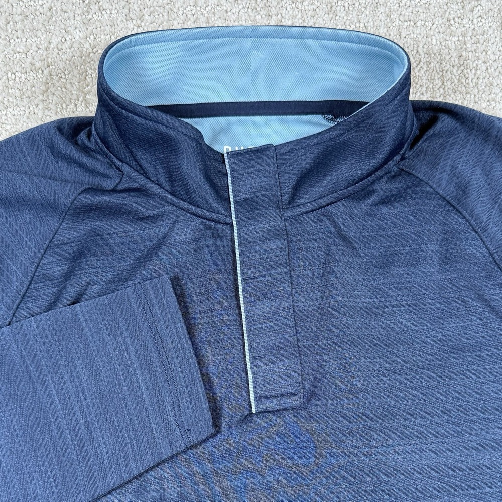 Rhone Mens Medium Blue 1/4 Snap Button Collar Pullover